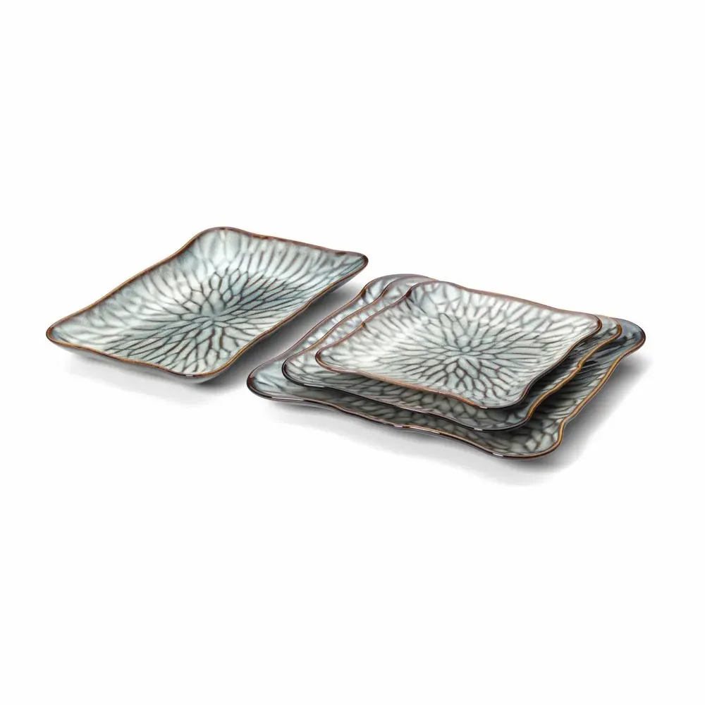 Assiettes au quotidien - L’Assiette Carrée Lotus Ice - Gris Brun - XL - BAZAR BIZAR LIVING