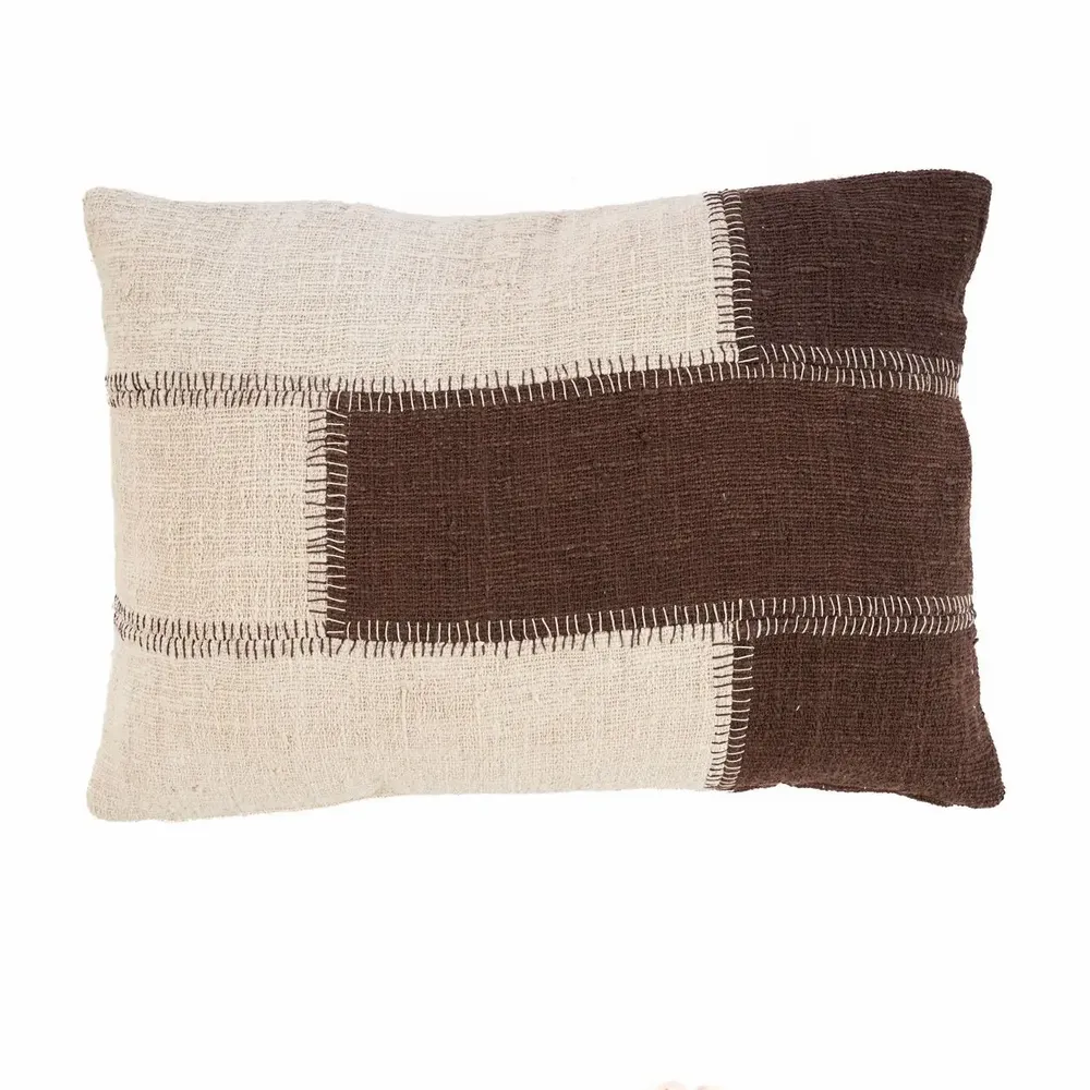 Coussins textile - La Housse de Coussin Cocoa Patchwork - Marron Naturel - BAZAR BIZAR LIVING