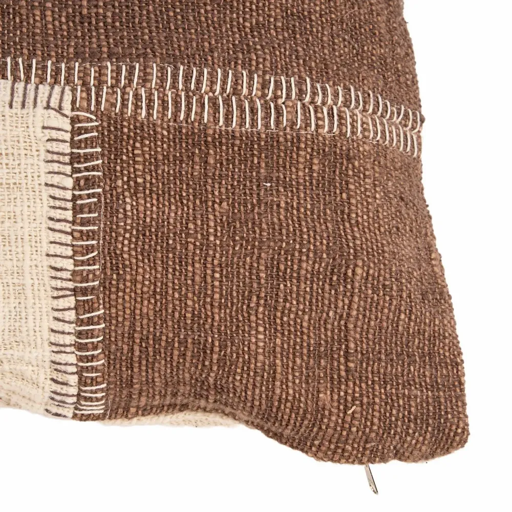 Coussins textile - La Housse de Coussin Cocoa Patchwork - Marron Naturel - BAZAR BIZAR LIVING