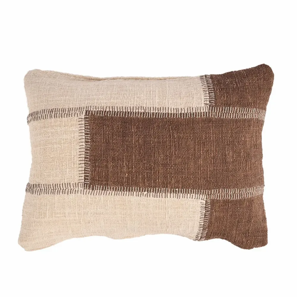 Coussins textile - La Housse de Coussin Cocoa Patchwork - Marron Naturel - BAZAR BIZAR LIVING
