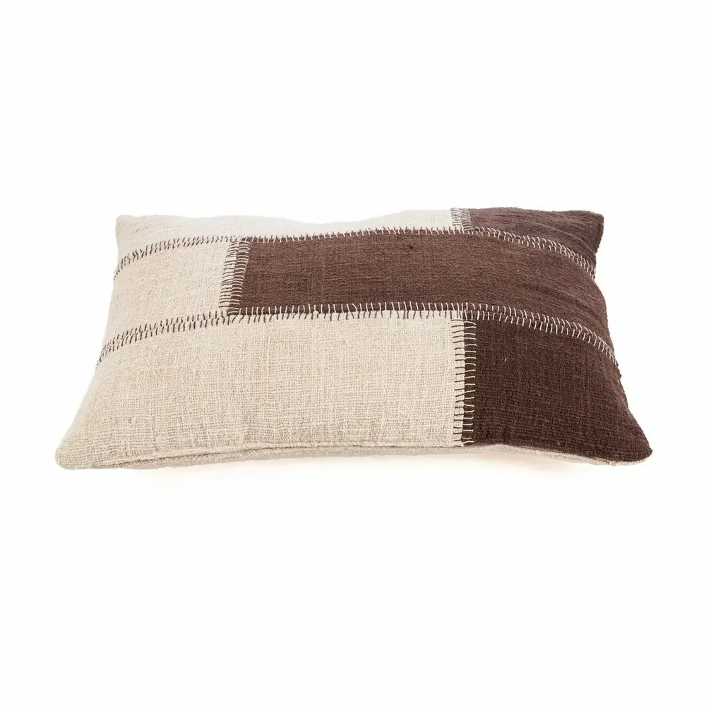 Coussins textile - La Housse de Coussin Cocoa Patchwork - Marron Naturel - BAZAR BIZAR LIVING