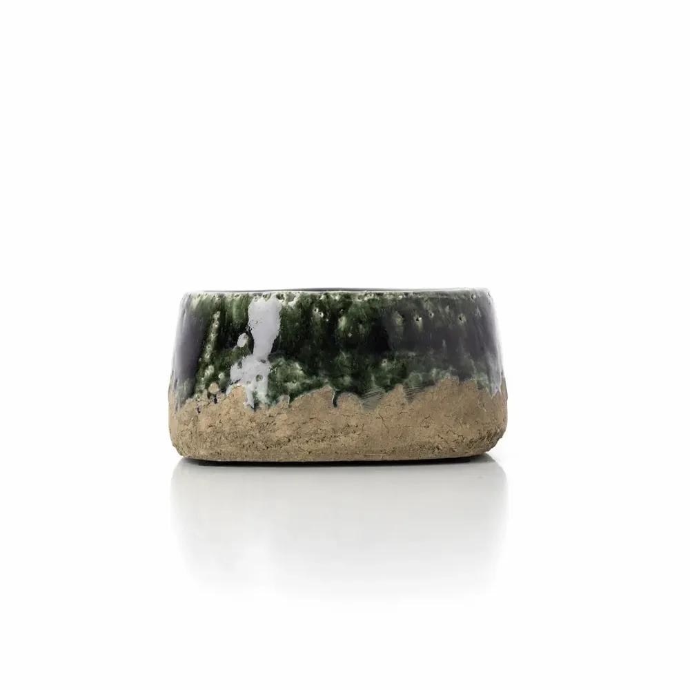 Flower pots - The Moss Bowl Planter - Concrete Green - Low - BAZAR BIZAR LIVING