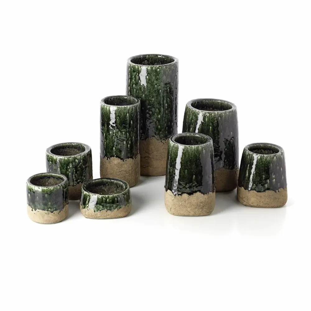 Flower pots - The Moss Bowl Planter - Concrete Green - Low - BAZAR BIZAR LIVING