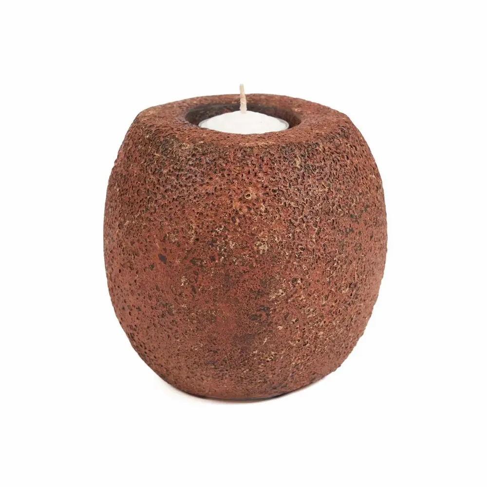 Candlesticks and candle holders - The Cavestone Candle Holder - Terracotta - BAZAR BIZAR LIVING