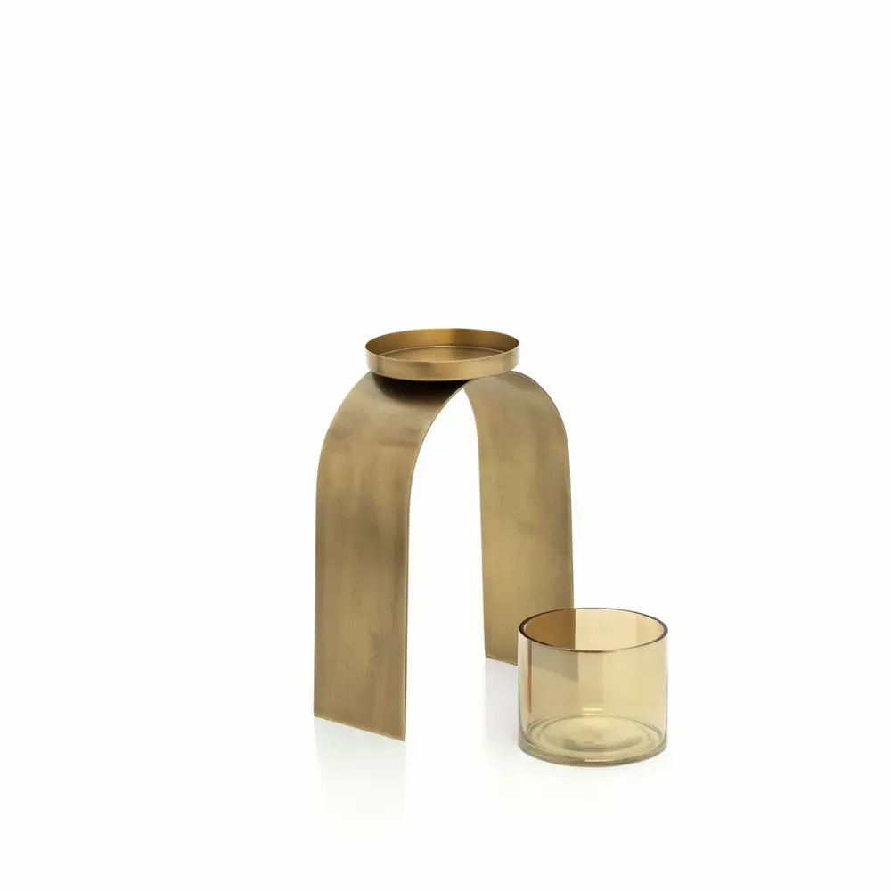 Candlesticks and candle holders - The Bow Glow T-light Holder - Gold - SET/2 - BAZAR BIZAR LIVING