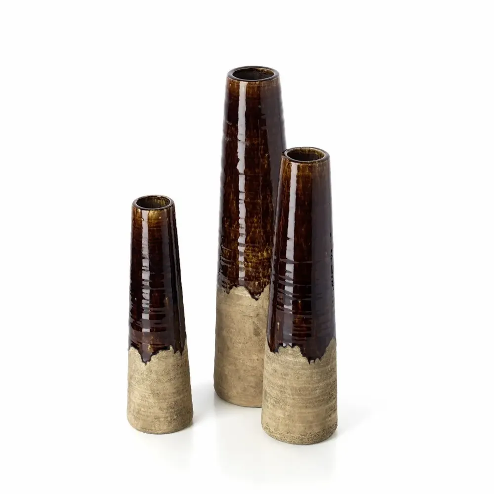 Vases - Le Vase Cône Ambre - Brun Béton - M - BAZAR BIZAR LIVING