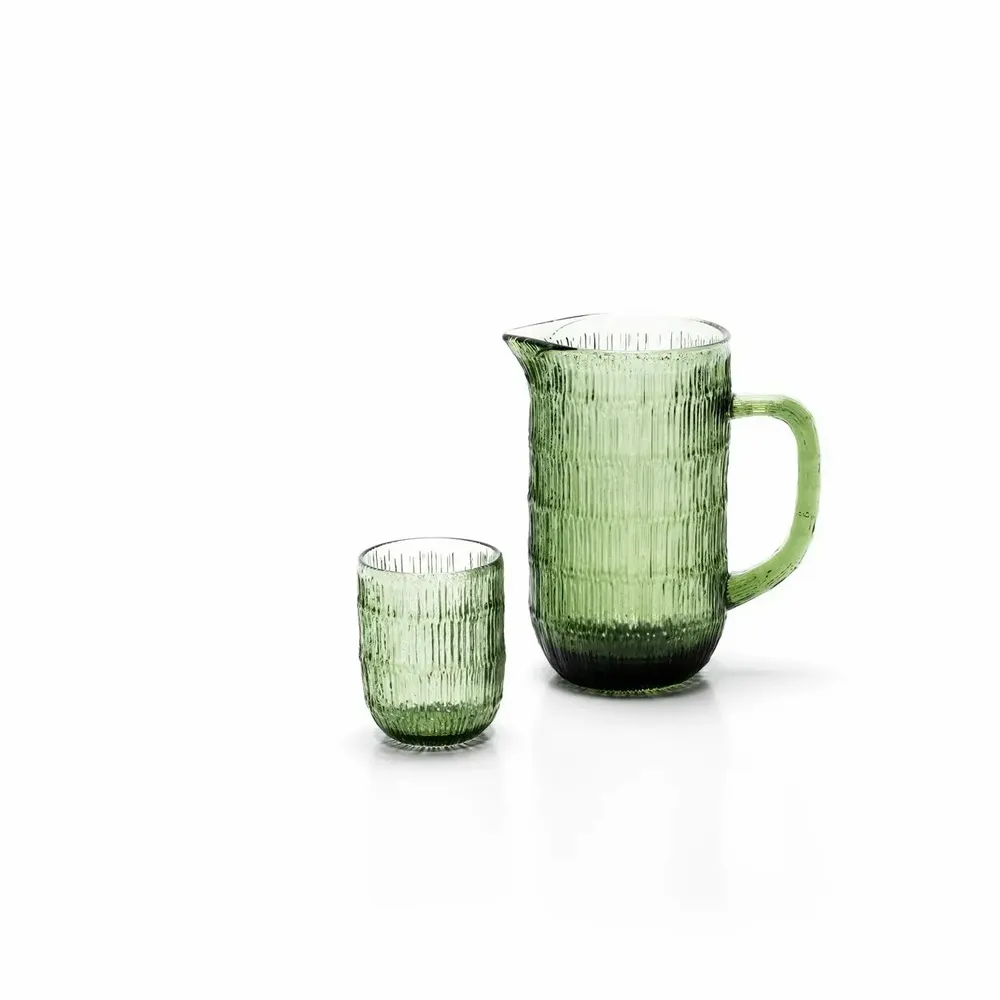 Glass - The Moss Ripple Water Glass - Green - BAZAR BIZAR LIVING