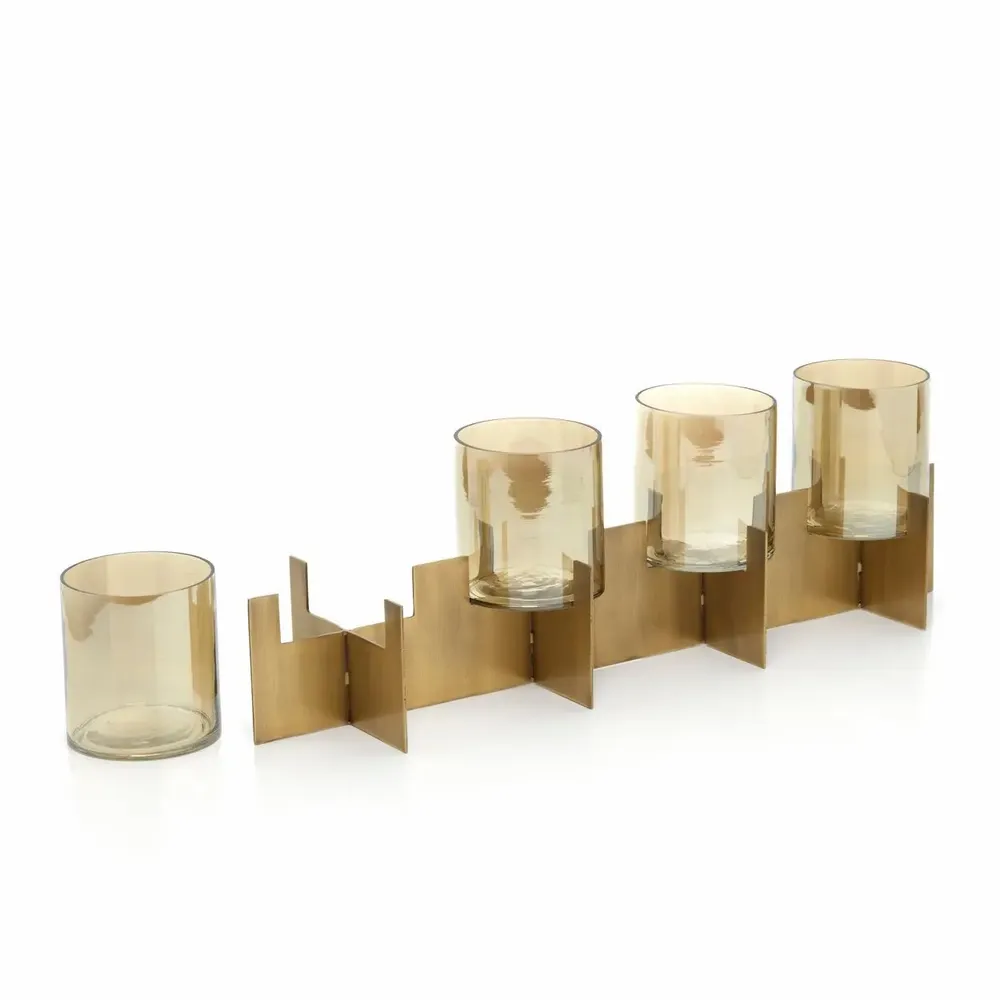 Candlesticks and candle holders - The Quarta Candle Holder - Gold - BAZAR BIZAR LIVING