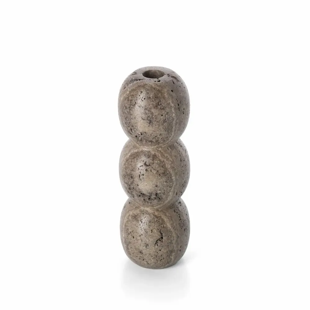 Candlesticks and candle holders - The Travertine Totem Taper Candle Holder - Grey - L - BAZAR BIZAR LIVING