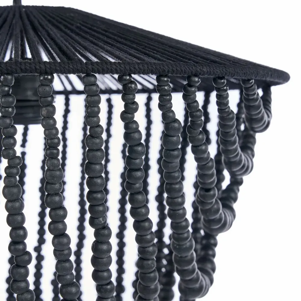 Ceiling lights - The Wooden Bead Chandelier - Black - L - BAZAR BIZAR LIVING