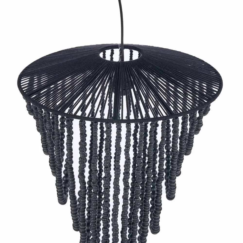 Ceiling lights - The Wooden Bead Chandelier - Black - L - BAZAR BIZAR LIVING