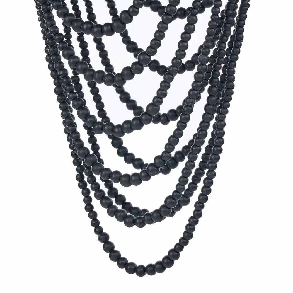 Ceiling lights - The Wooden Bead Chandelier - Black - L - BAZAR BIZAR LIVING