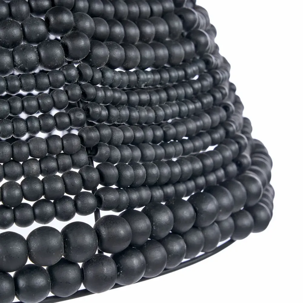 Ceiling lights - The Wooden Bead Dome Pendant - Black - BAZAR BIZAR LIVING