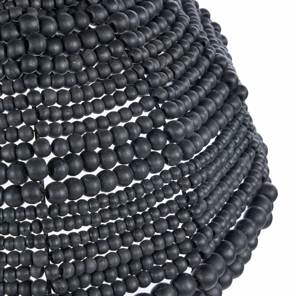 Ceiling lights - The Wooden Bead Dome Pendant - Black - BAZAR BIZAR LIVING