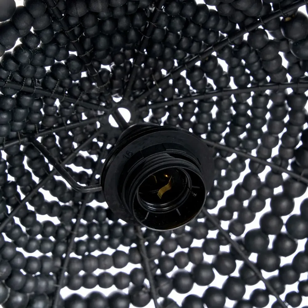 Ceiling lights - The Wooden Bead Dome Pendant - Black - BAZAR BIZAR LIVING