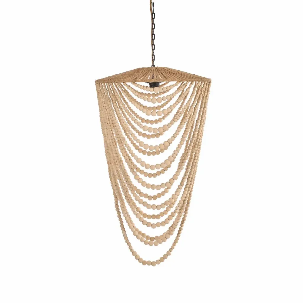 Ceiling lights - The Wooden Bead Chandelier - Natural - L - BAZAR BIZAR LIVING