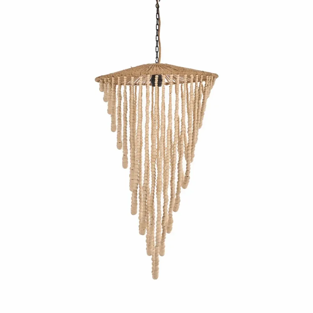 Ceiling lights - The Wooden Bead Chandelier - Natural - L - BAZAR BIZAR LIVING