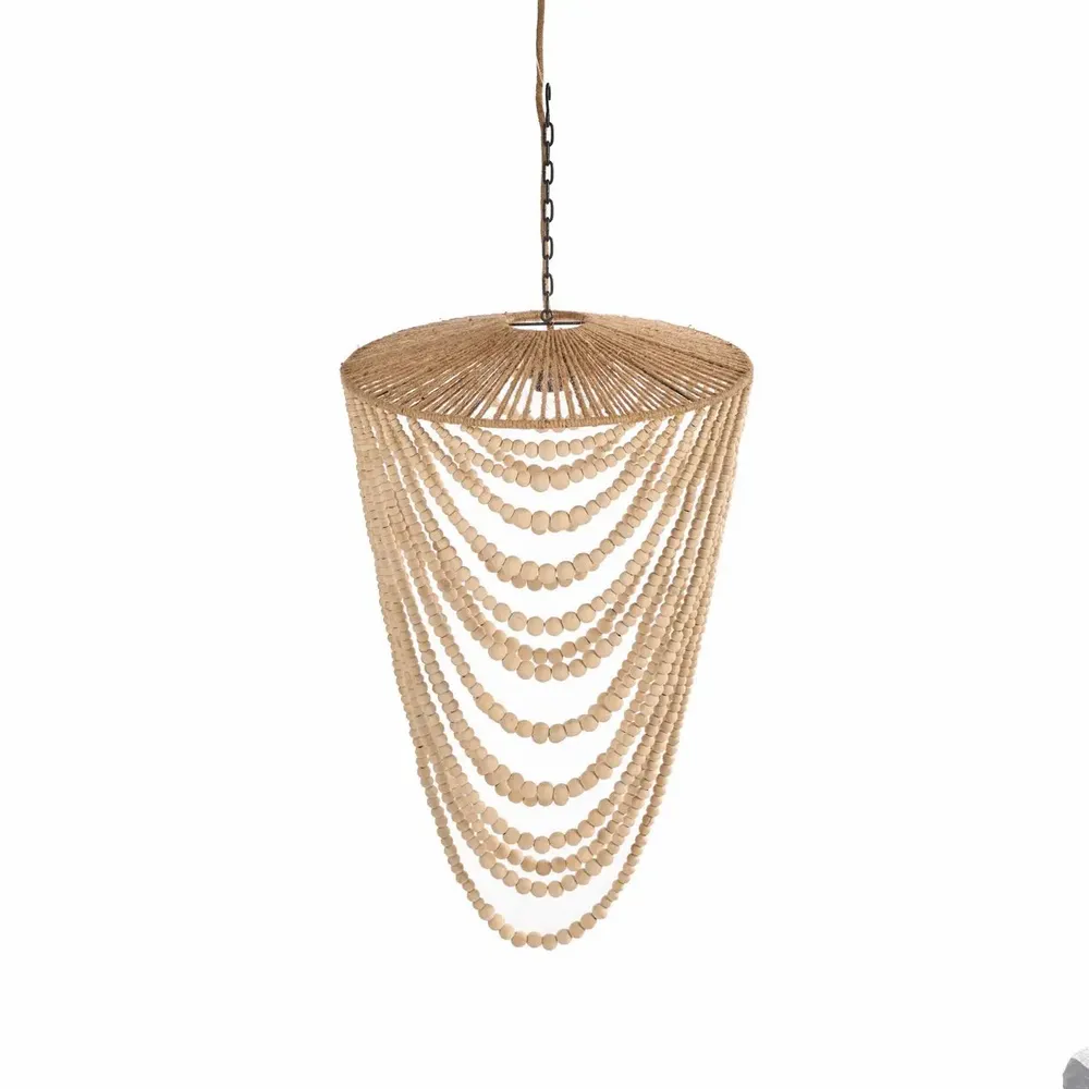 Ceiling lights - The Wooden Bead Chandelier - Natural - L - BAZAR BIZAR LIVING