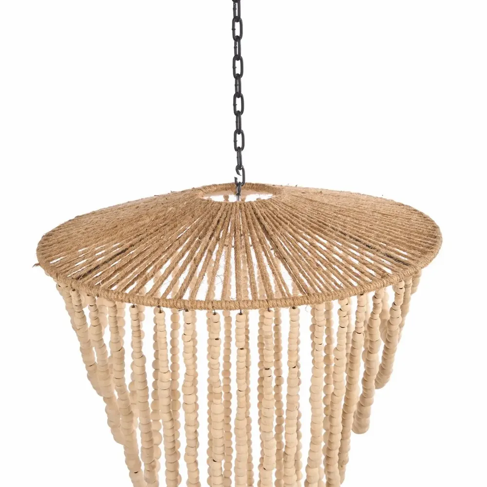 Ceiling lights - The Wooden Bead Chandelier - Natural - L - BAZAR BIZAR LIVING