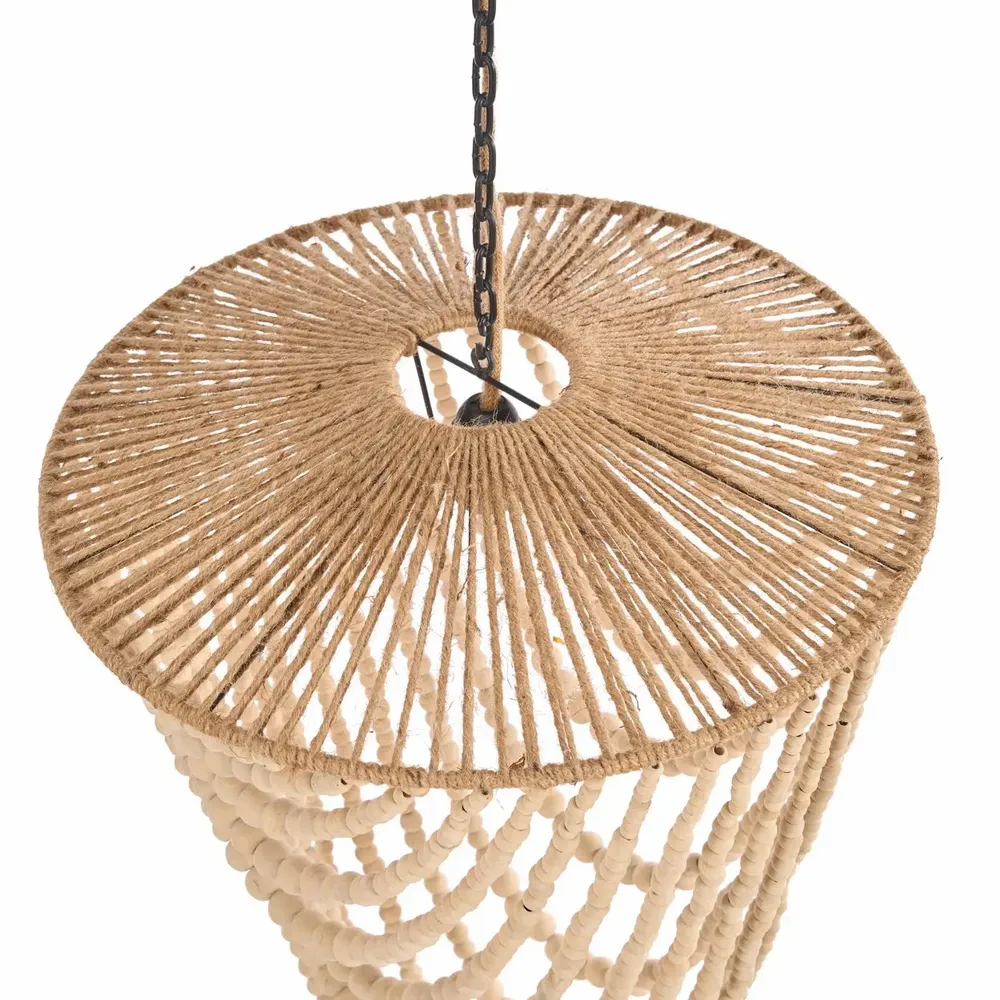 Ceiling lights - The Wooden Bead Chandelier - Natural - L - BAZAR BIZAR LIVING