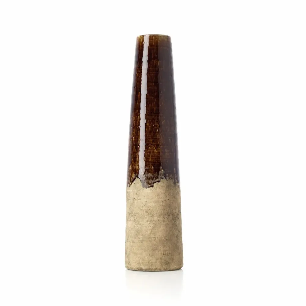 Vases - The Amber Cone Vase - Concrete Brown - L - BAZAR BIZAR LIVING