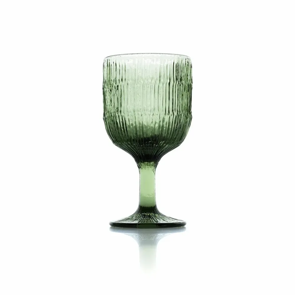 Glass - The Moss Ripple Wine Glass - Green - BAZAR BIZAR LIVING