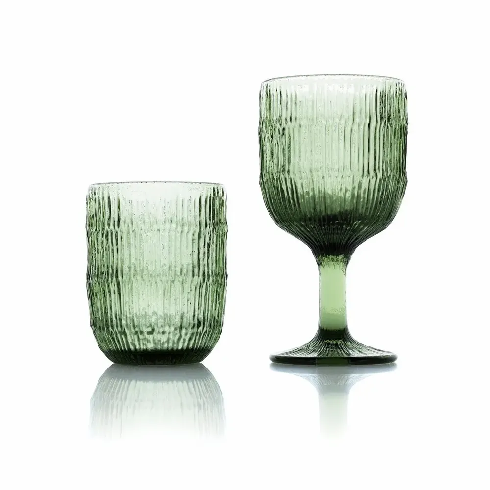 Glass - The Moss Ripple Wine Glass - Green - BAZAR BIZAR LIVING