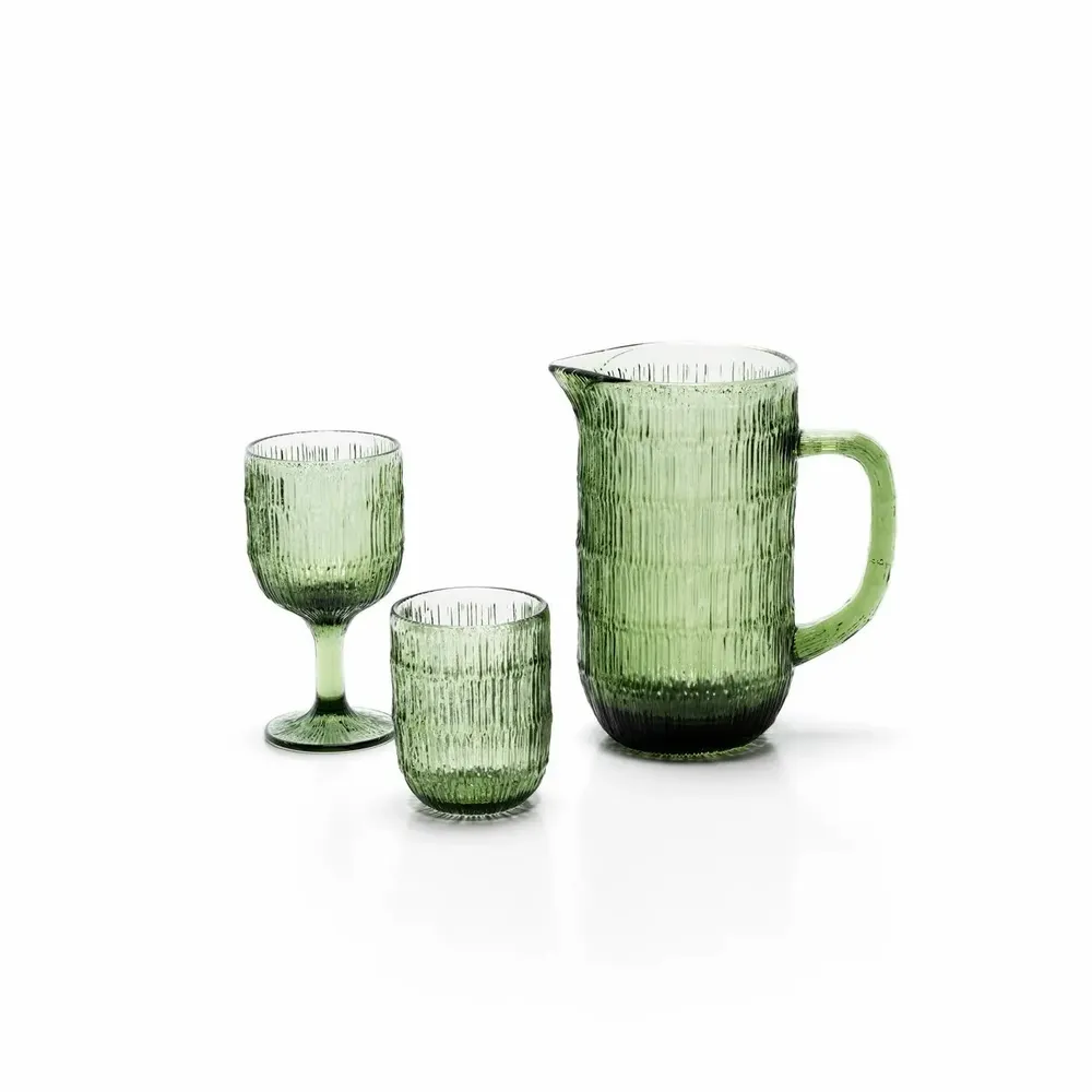 Glass - The Moss Ripple Wine Glass - Green - BAZAR BIZAR LIVING