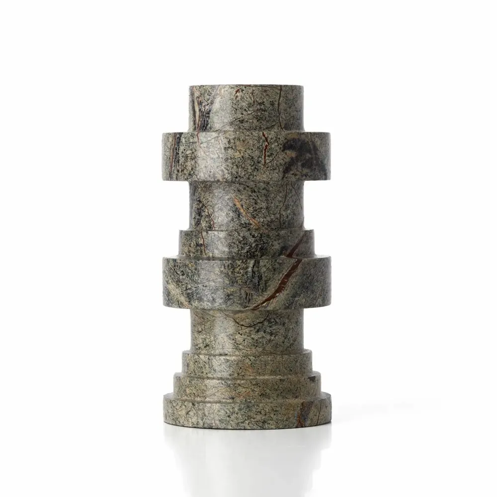 Candlesticks and candle holders - The Bidasar Marble Totemic Candle Holder - Green - BAZAR BIZAR LIVING