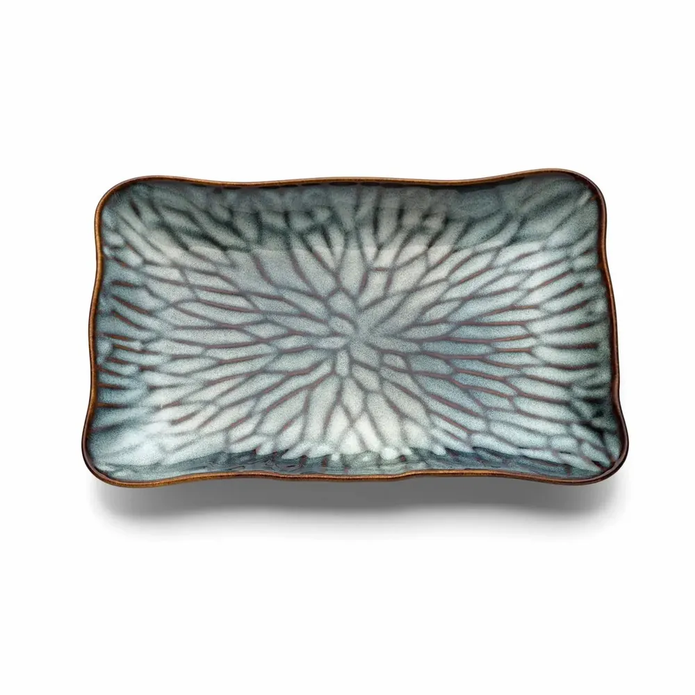Everyday plates - The Lotus Ice Rectangular Plate - Grey Brown - L - BAZAR BIZAR LIVING
