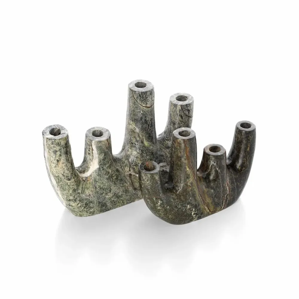 Vases - The Bidasar Marble Vase - Green - Low - BAZAR BIZAR LIVING