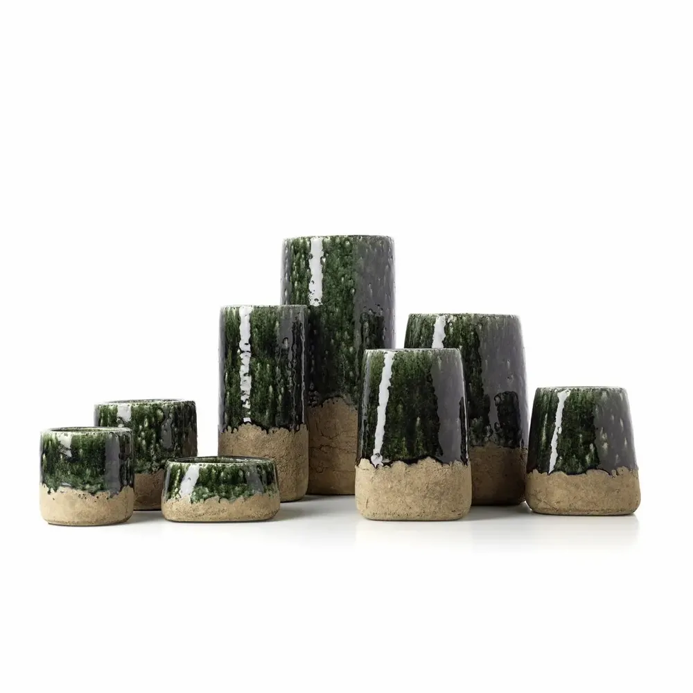Vases - The Moss Cylinder Vase - Concrete Green - M - BAZAR BIZAR LIVING