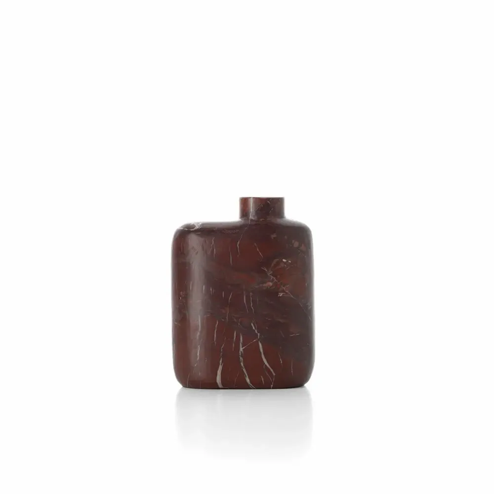 Vases - The Rosso Levanto Marble Vase - Wine Red - Low - BAZAR BIZAR LIVING