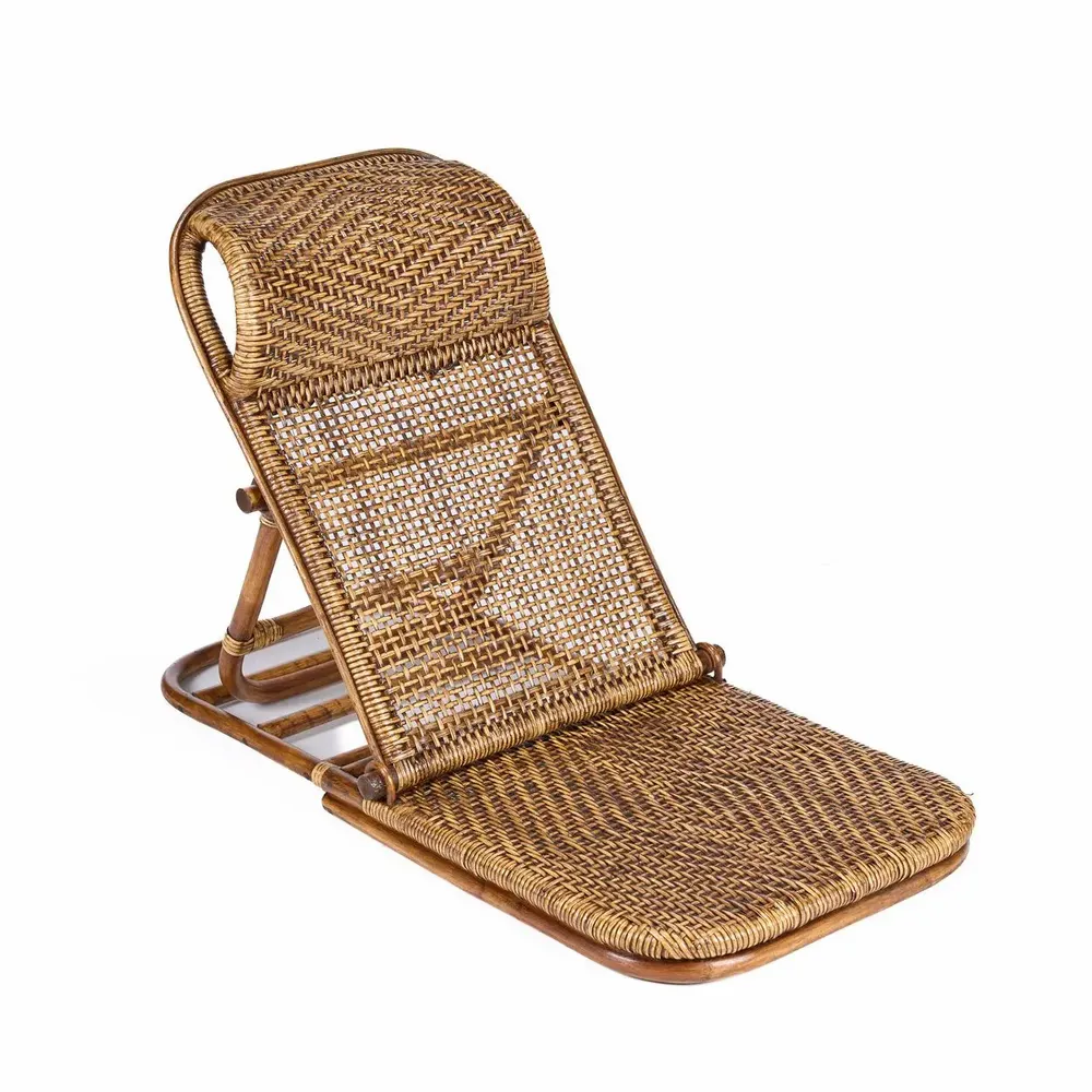 Lounge chairs - The Rattan Floor Lounger - Dark Walnut - BAZAR BIZAR LIVING