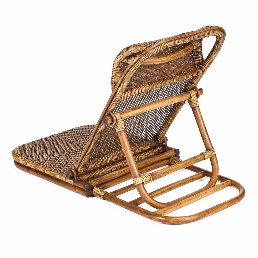 Lounge chairs - The Rattan Floor Lounger - Dark Walnut - BAZAR BIZAR LIVING