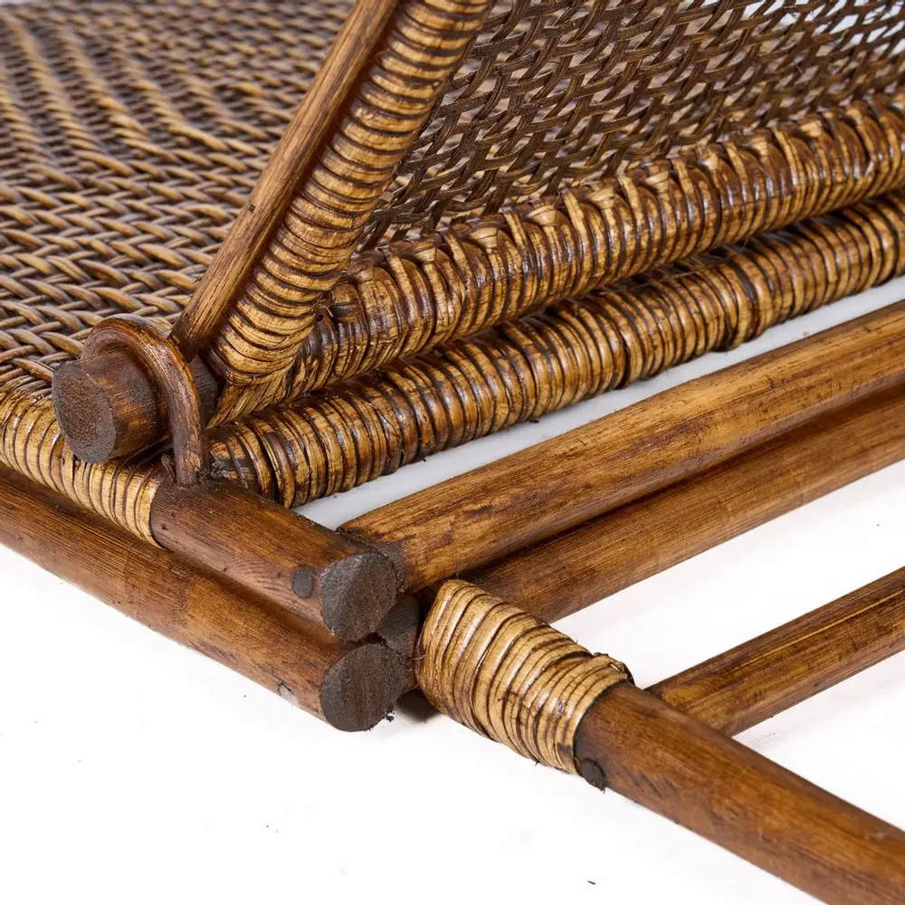 Lounge chairs - The Rattan Floor Lounger - Dark Walnut - BAZAR BIZAR LIVING