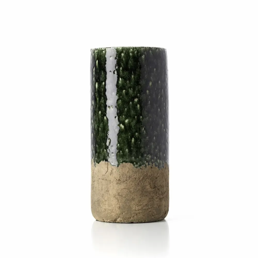 Vases - The Moss Cylinder Vase - Concrete Green - L - BAZAR BIZAR LIVING