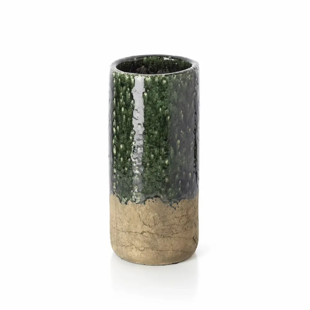 Vases - The Moss Cylinder Vase - Concrete Green - L - BAZAR BIZAR LIVING
