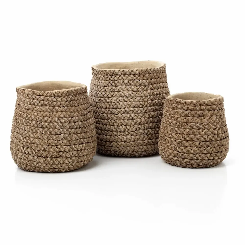 Flower pots - The Fake Braided Planter - Natural - L - BAZAR BIZAR LIVING
