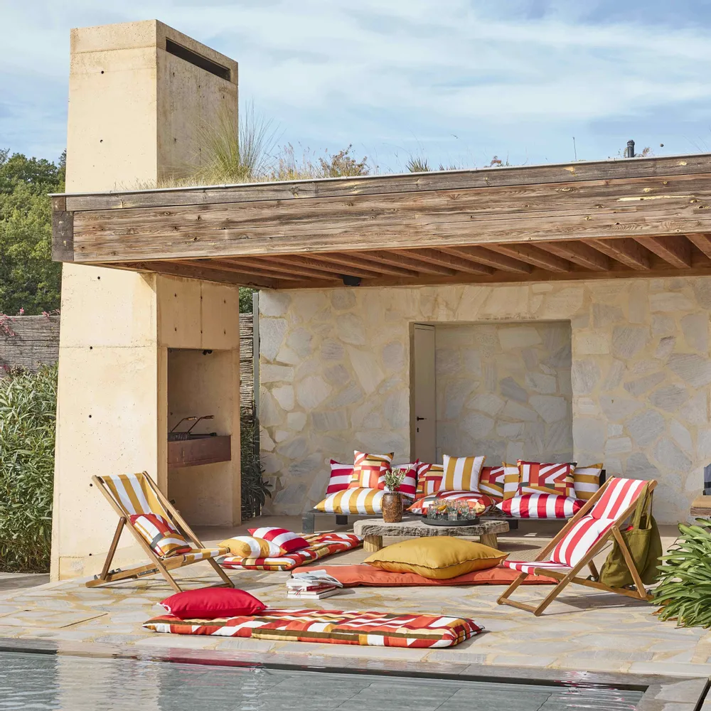 Outdoor decorative accessories - Pondicherry cushion, sun lounger and deckchair - HAOMY