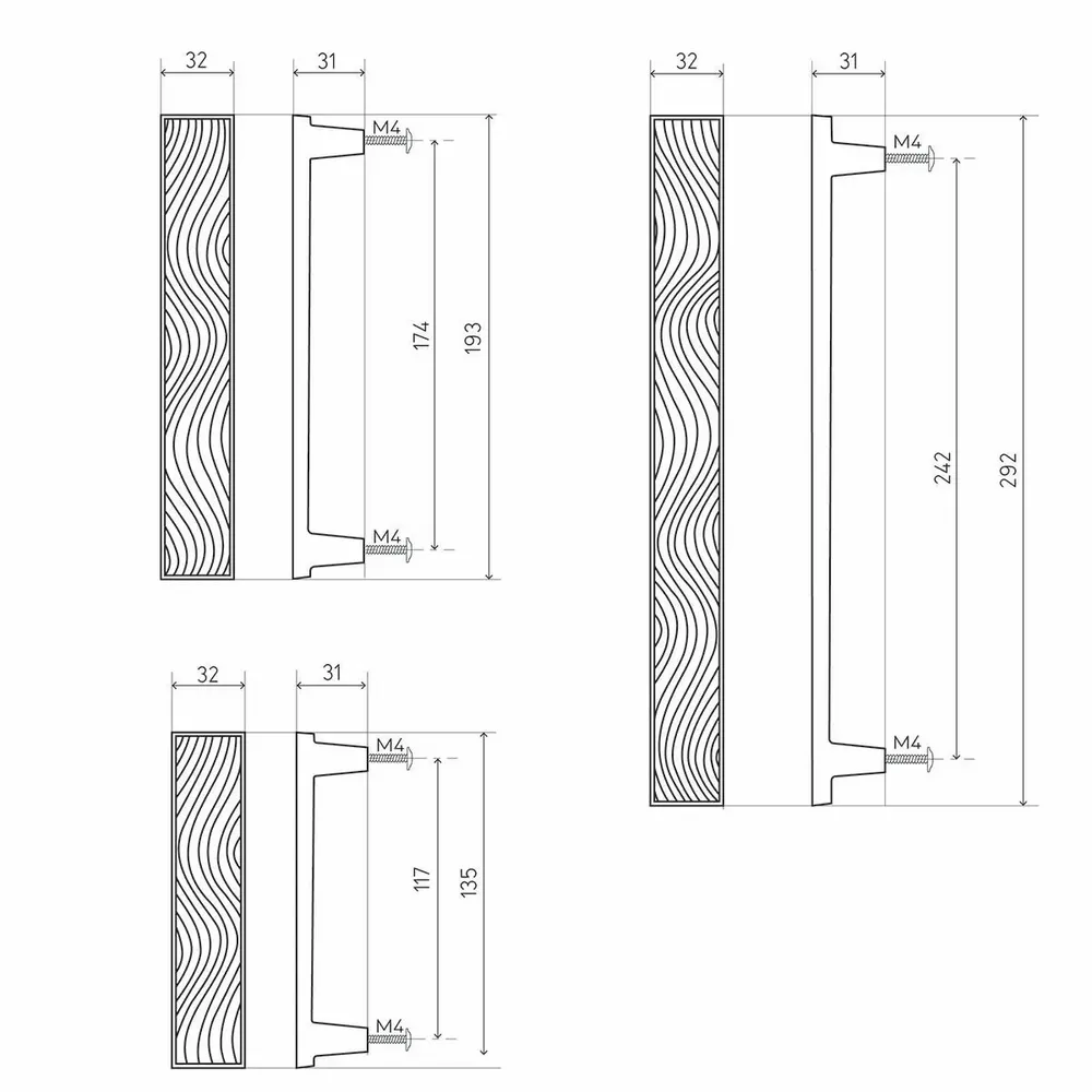 Quincaillerie d'art revêtement - ONDES Poignée de tirage - OBJET INSOLITE