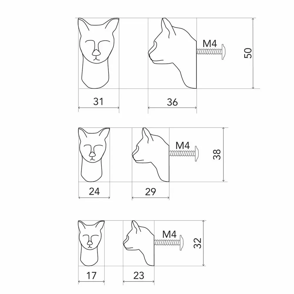 Quincaillerie d'art revêtement - CHAT Bouton de tirage - OBJET INSOLITE