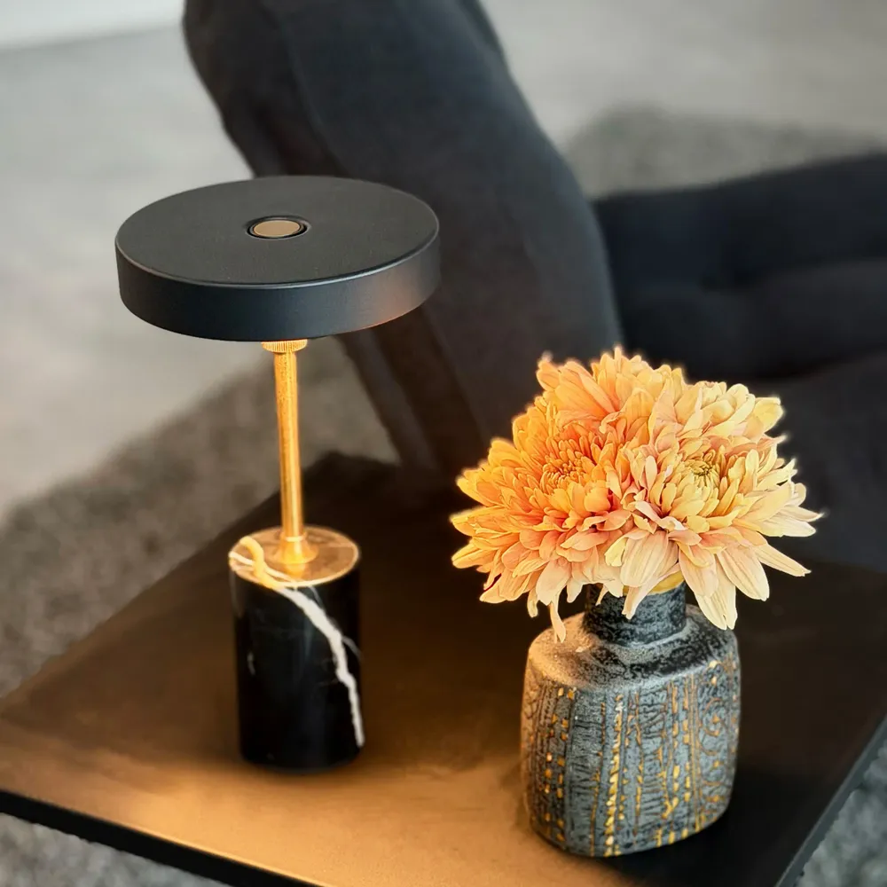 Table lamps - Starlight LED rechargeable table lamp brass with black marble - DYBERG LARSEN