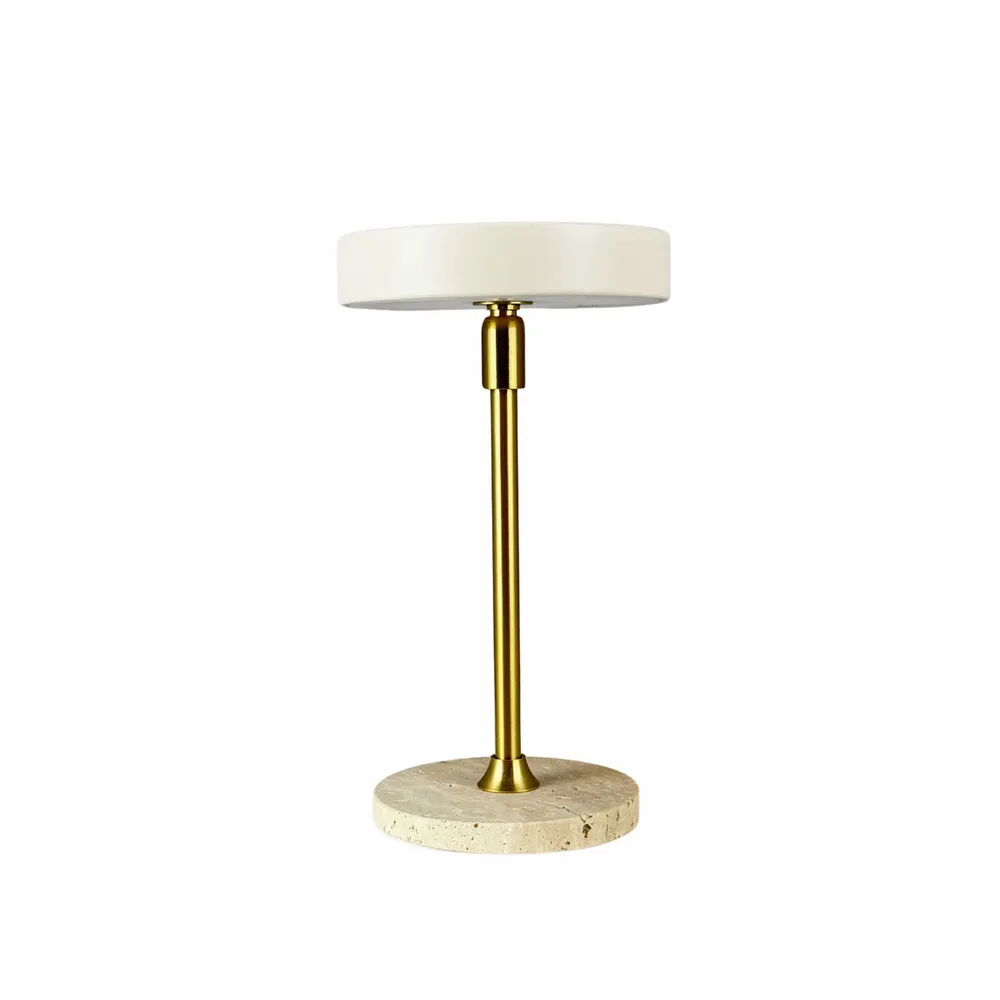 Table lamps - MOONLIGHT Mini LED rechargeable table lamp beige, brass, travertine - DYBERG LARSEN
