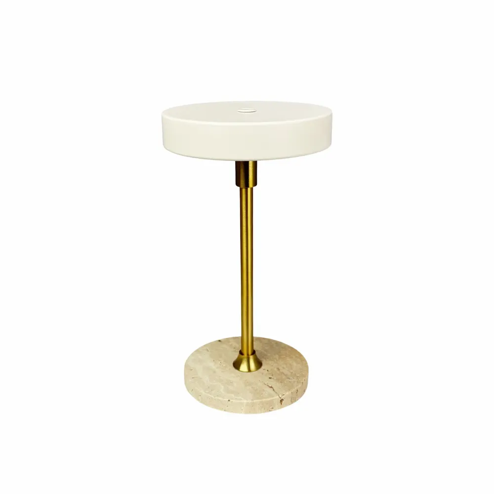 Table lamps - MOONLIGHT Mini LED rechargeable table lamp beige, brass, travertine - DYBERG LARSEN