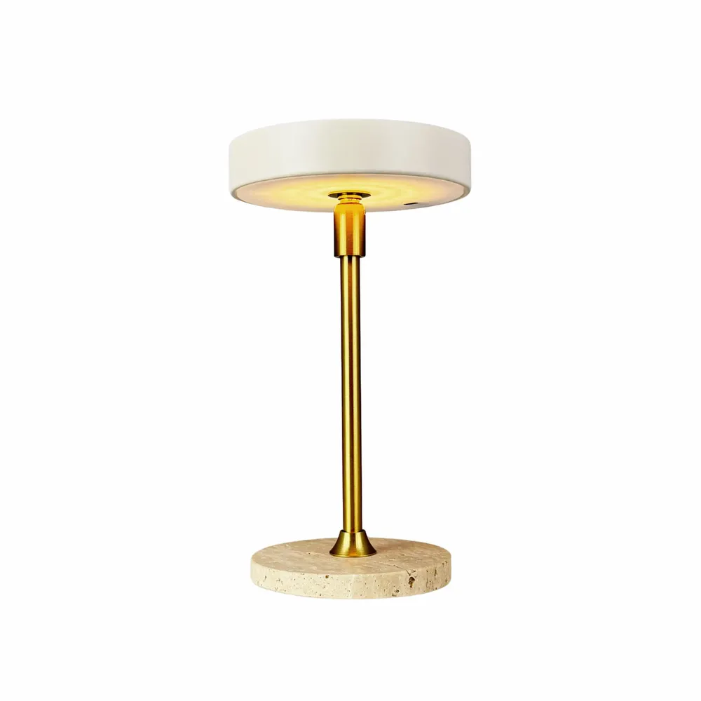 Table lamps - MOONLIGHT Mini LED rechargeable table lamp beige, brass, travertine - DYBERG LARSEN
