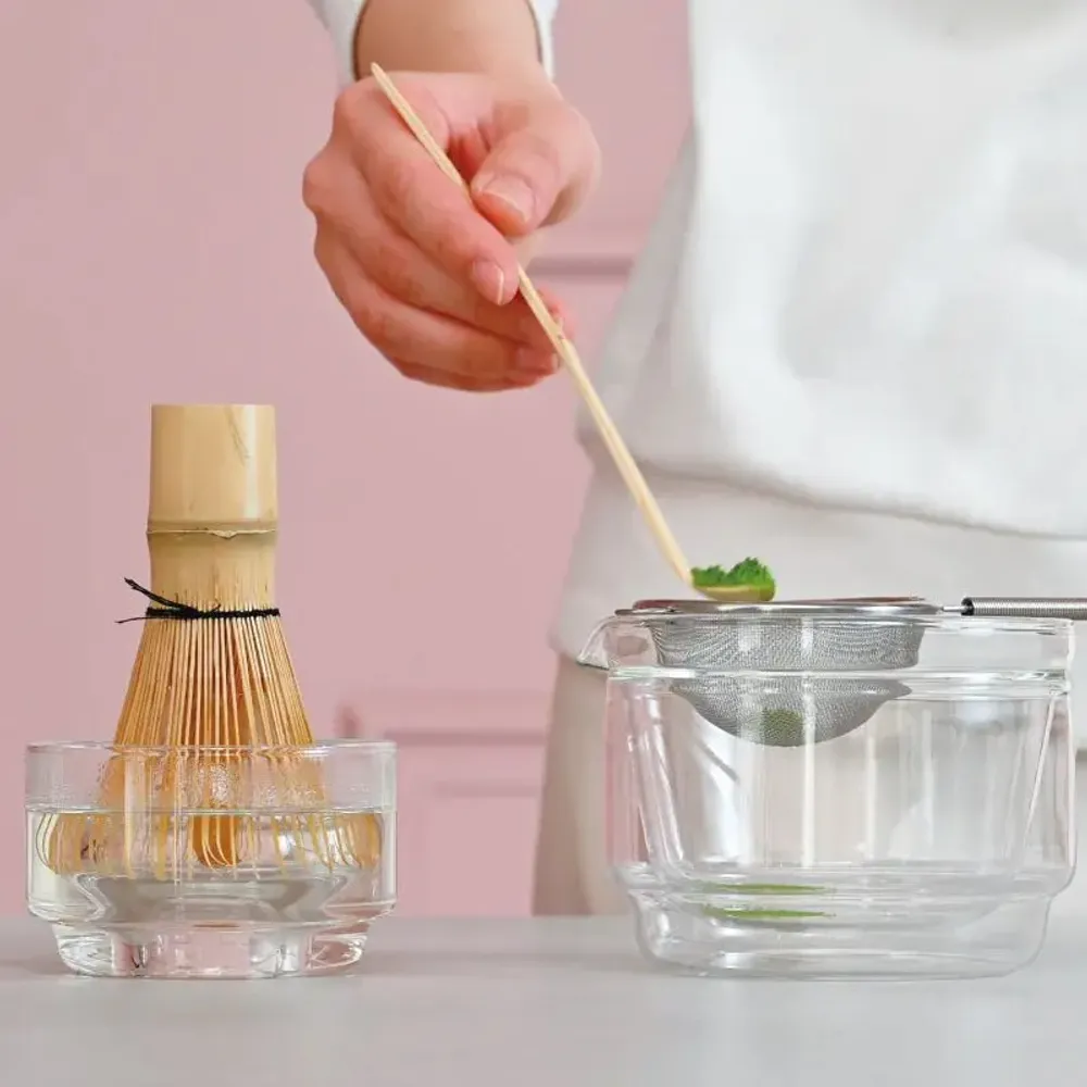 Tea and coffee accessories - Matcha box made of heat-resistant glass - pink/HARIO - ABINGPLUS