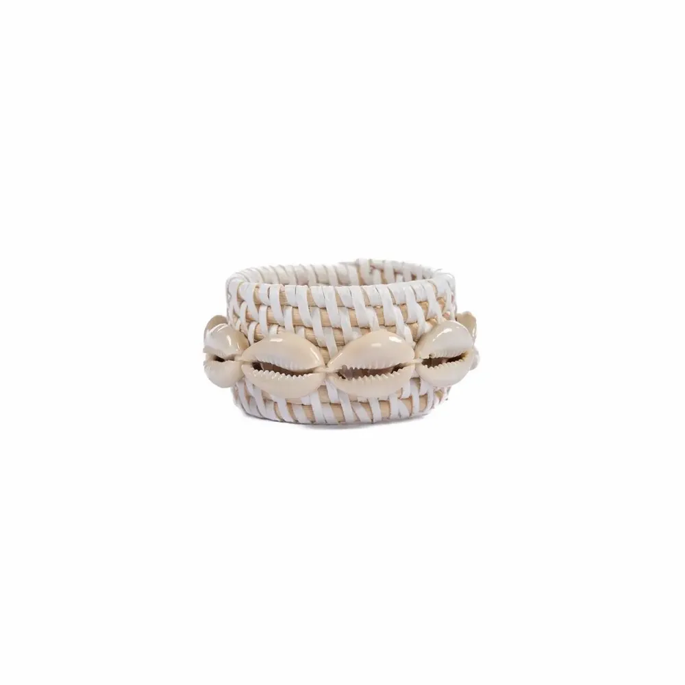 Napkins - The Rattan Shell Napkin Ring - White - Set of 4 - BAZAR BIZAR LIVING