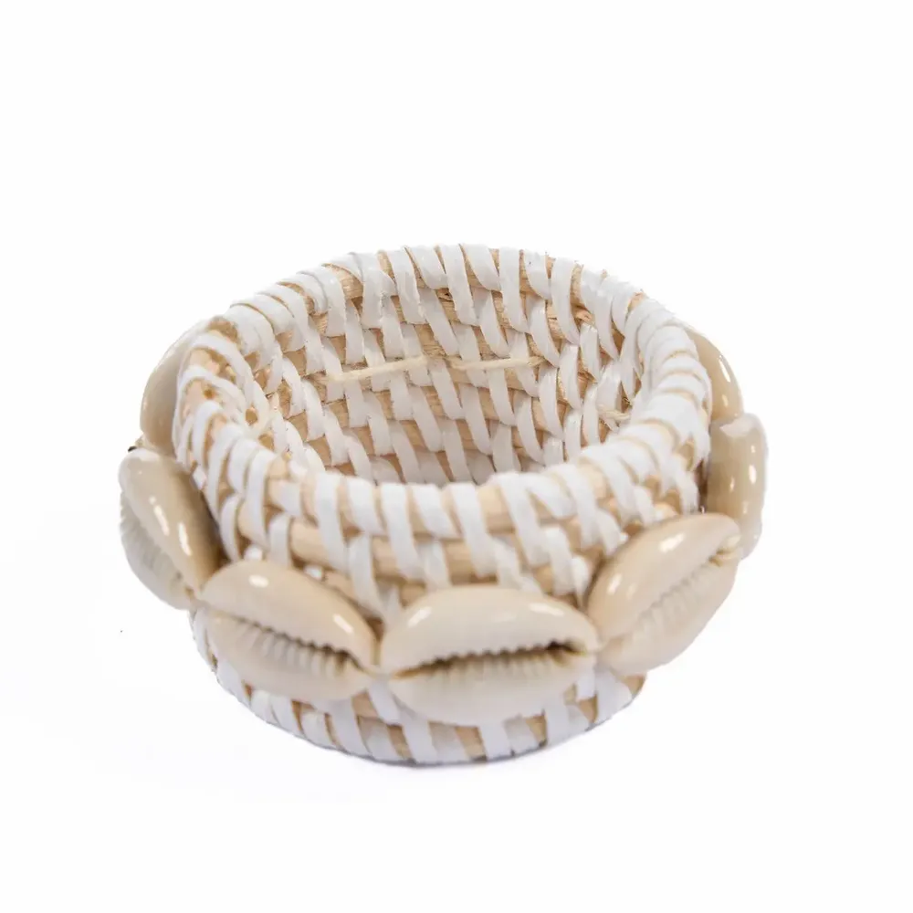 Napkins - The Rattan Shell Napkin Ring - White - Set of 4 - BAZAR BIZAR LIVING