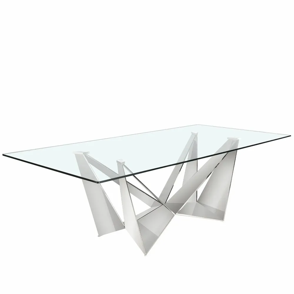 Dining Tables - Rectangular tempered glass and chrome-plated steel dining table - ANGEL CERDÁ